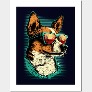 Jack Russell Terrier dog wearing sunglasses Posters and Art